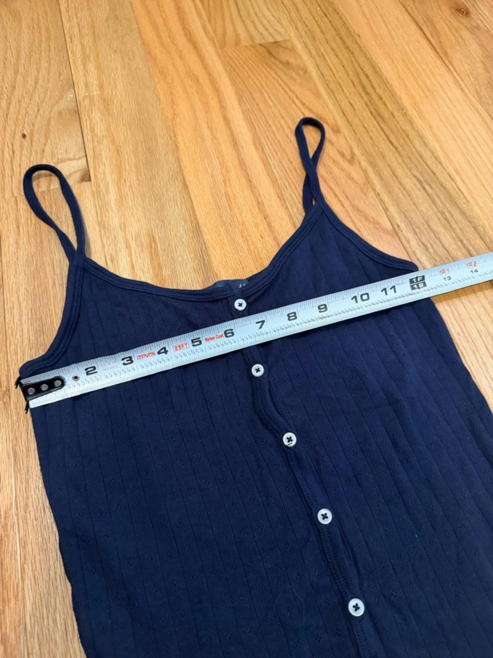 Brandy Melville Navy Pointelle Button-Front Camisole Tank Top - Picture 6 of 8